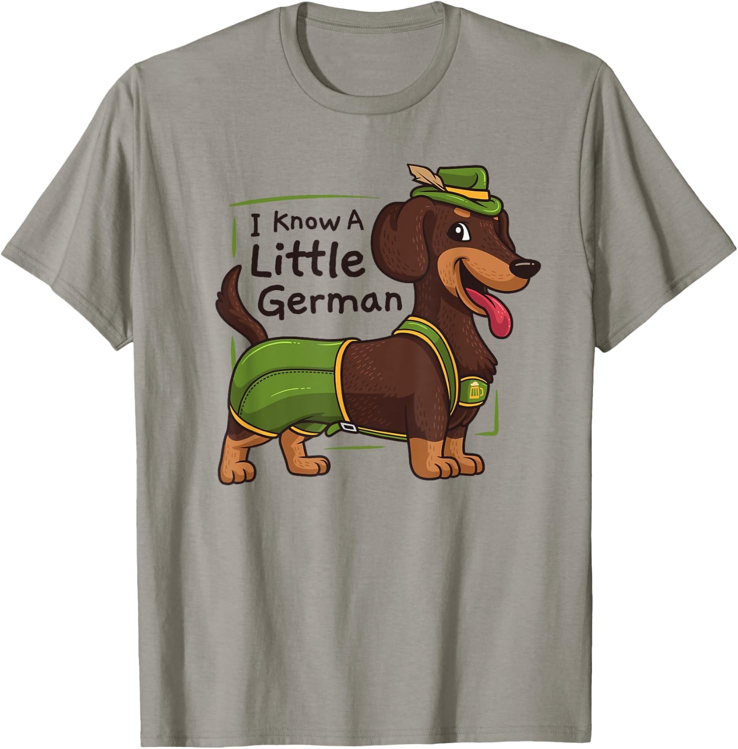 Oktoberfest I Know A Little German Dachshund Wiener Dog T-Shirt - T-Shirt | Sand