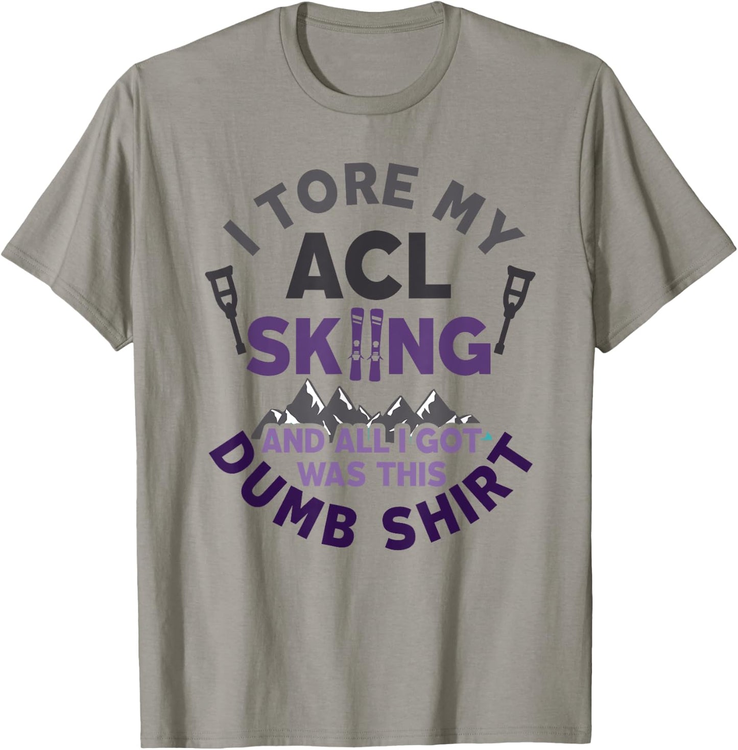Funny Skiing Knee Injury Torn ACL Get Well T-Shirt - T-Shirt | Sand