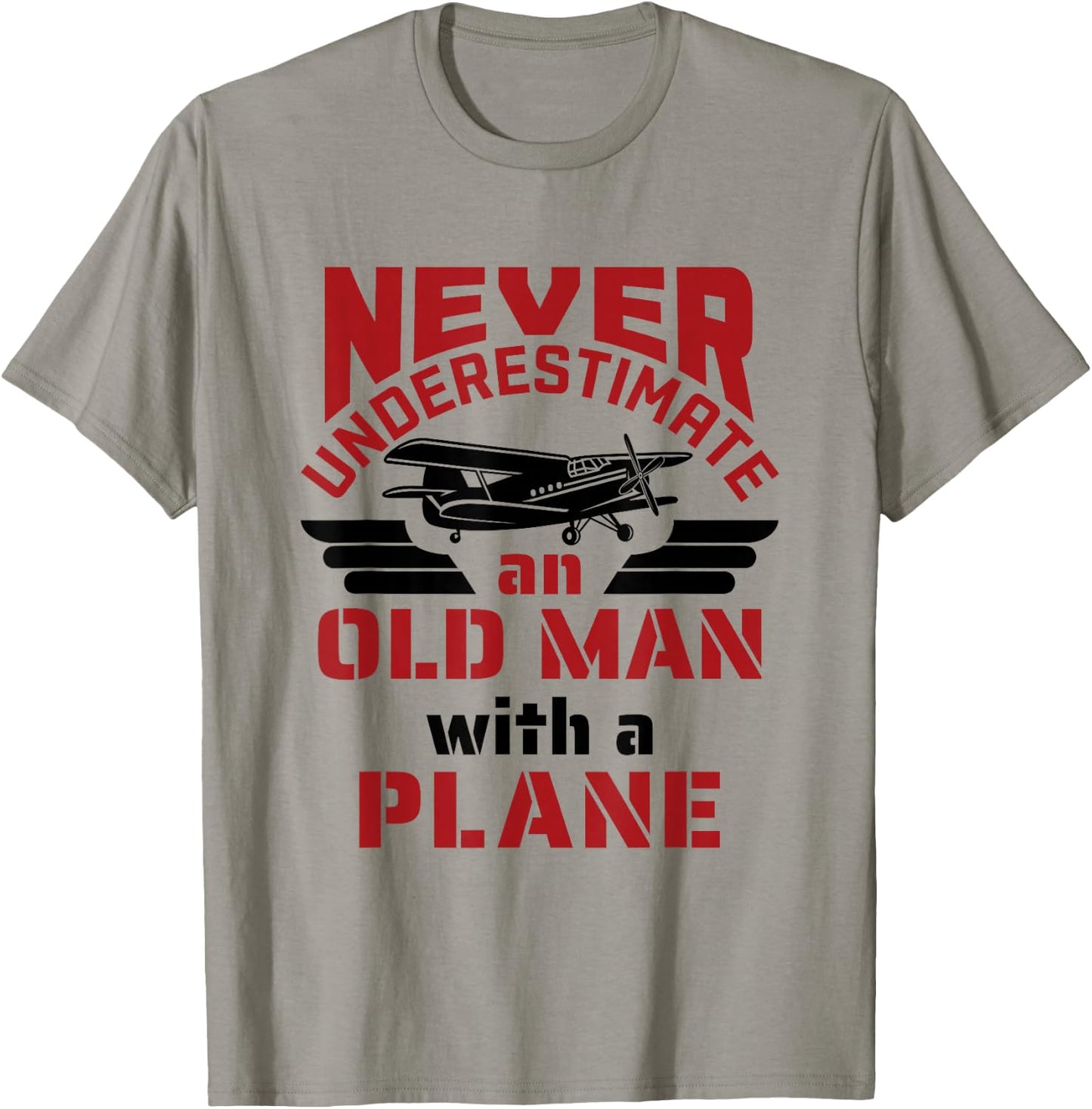 Grandpa Pilot Airplane Aviation Flying Old Man with Plane T-Shirt - T-Shirt | Sand