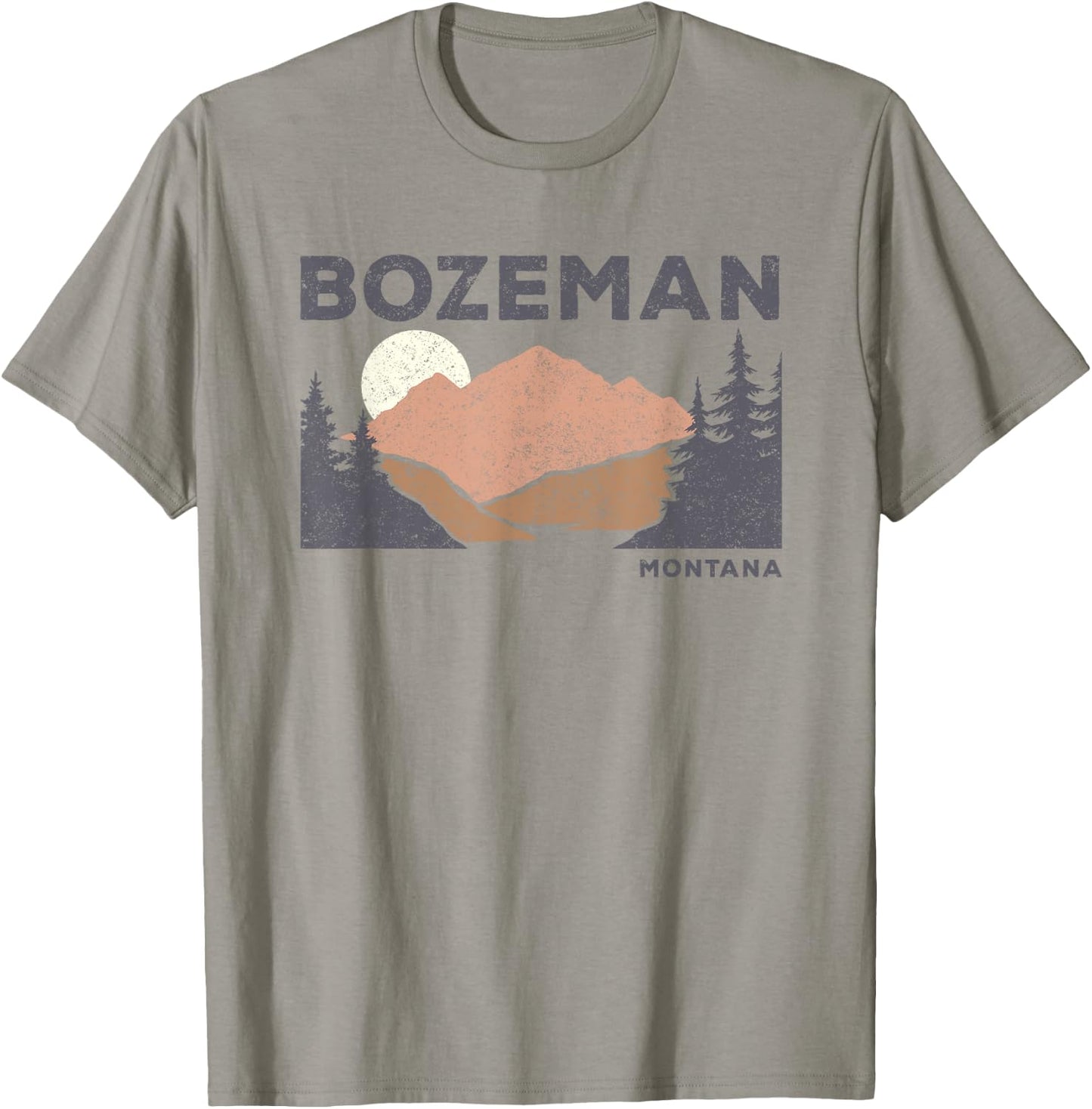 Vintage Bozeman Montana Retro Faded Mountain Nature Forest T-Shirt - T-Shirt | Sand