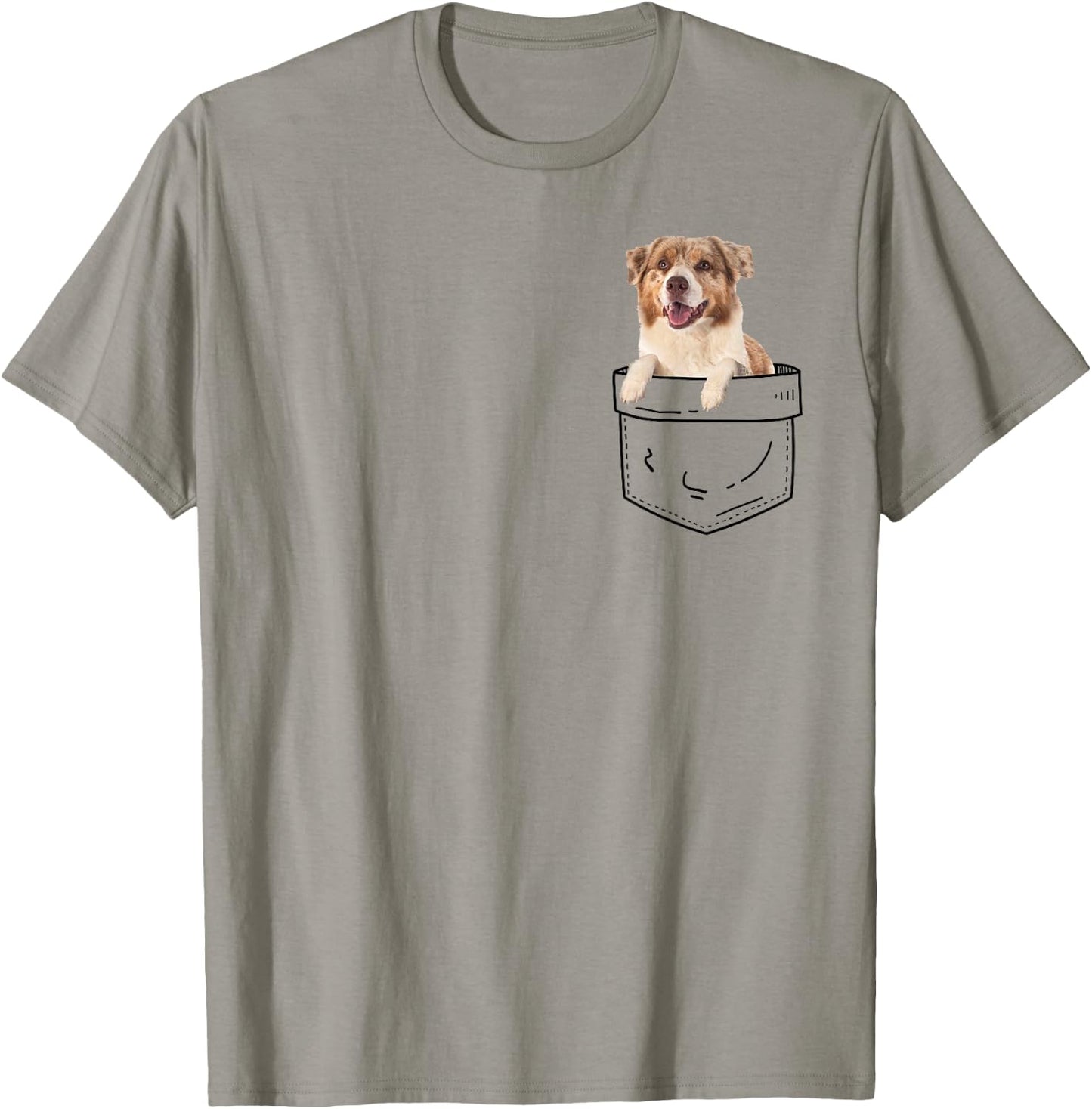 Red Merle Australian Shepherd In Pocket T-Shirt - T-Shirt | Sand