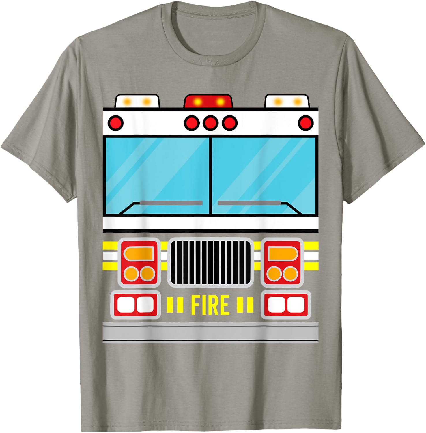 Fire Truck Costume Simple Easy Halloween Group Costume T-Shirt - T-Shirt | Sand