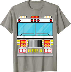 Fire Truck Costume Simple Easy Halloween Group Costume T-Shirt - T-Shirt | Sand