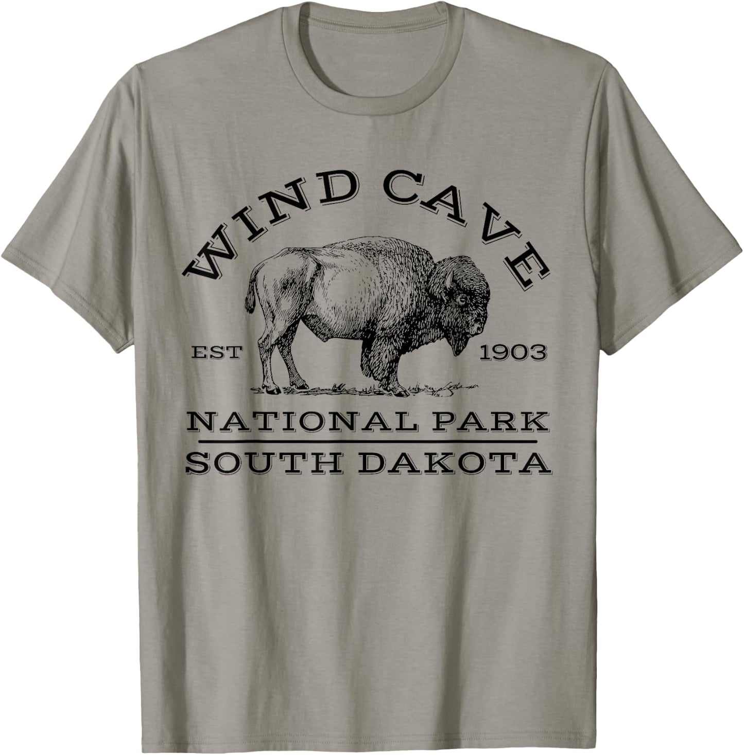 Wind Cave National Park Buffalo South Dakota Hike Outdoors T-Shirt - T-Shirt | Sand