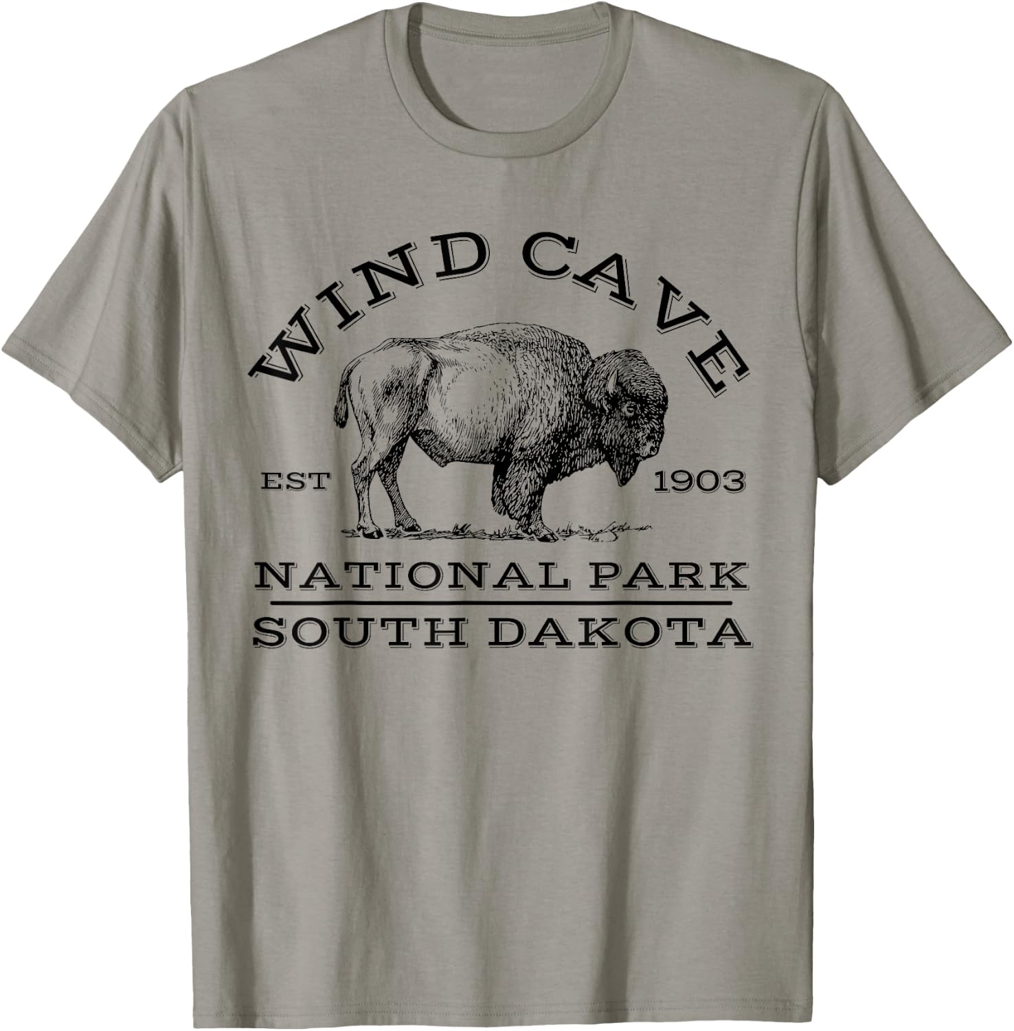Wind Cave National Park Buffalo South Dakota Hike Outdoors T-Shirt - T-Shirt | Sand
