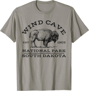 Wind Cave National Park Buffalo South Dakota Hike Outdoors T-Shirt - T-Shirt | Sand