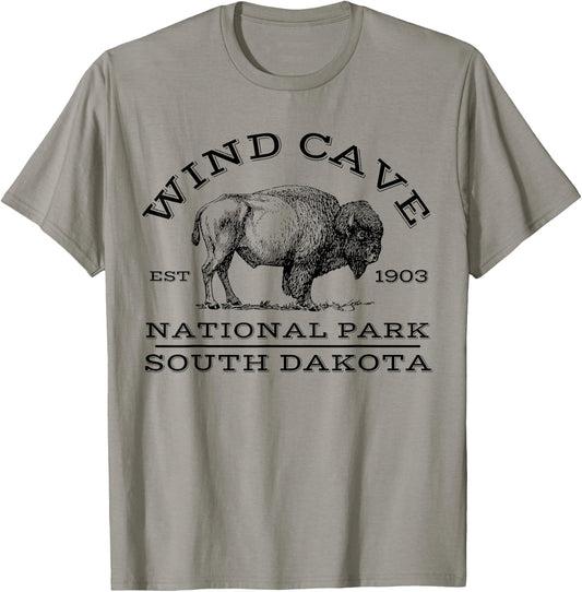 Wind Cave National Park Buffalo South Dakota Hike Outdoors T-Shirt - T-Shirt | Sand