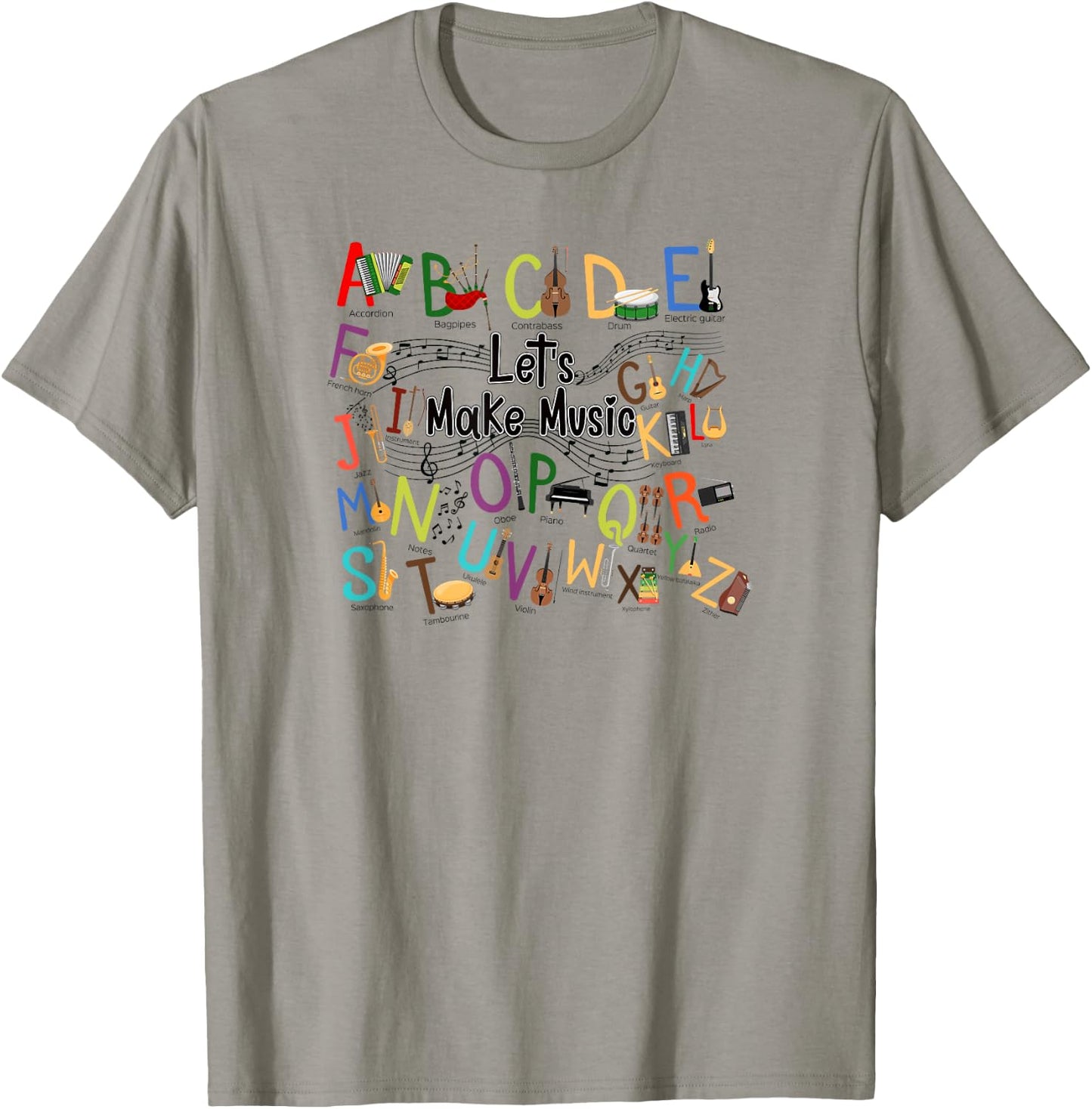 Cute Alphabet Design For Music Teacher Men Women Teacher T-Shirt - T-Shirt | Sand