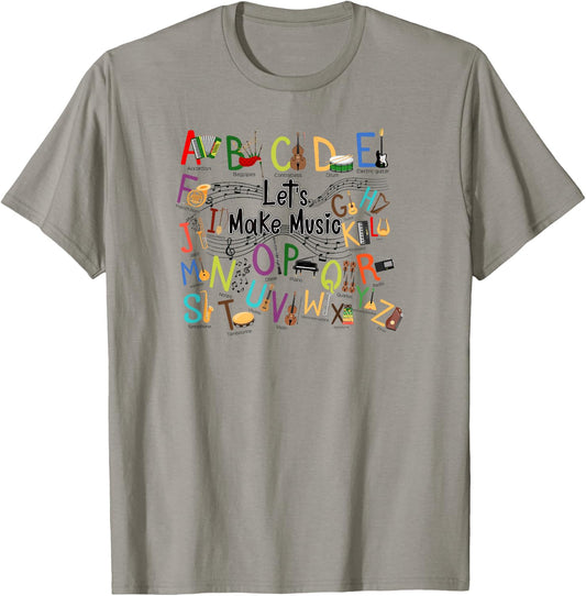 Cute Alphabet Design For Music Teacher Men Women Teacher T-Shirt - T-Shirt | Sand