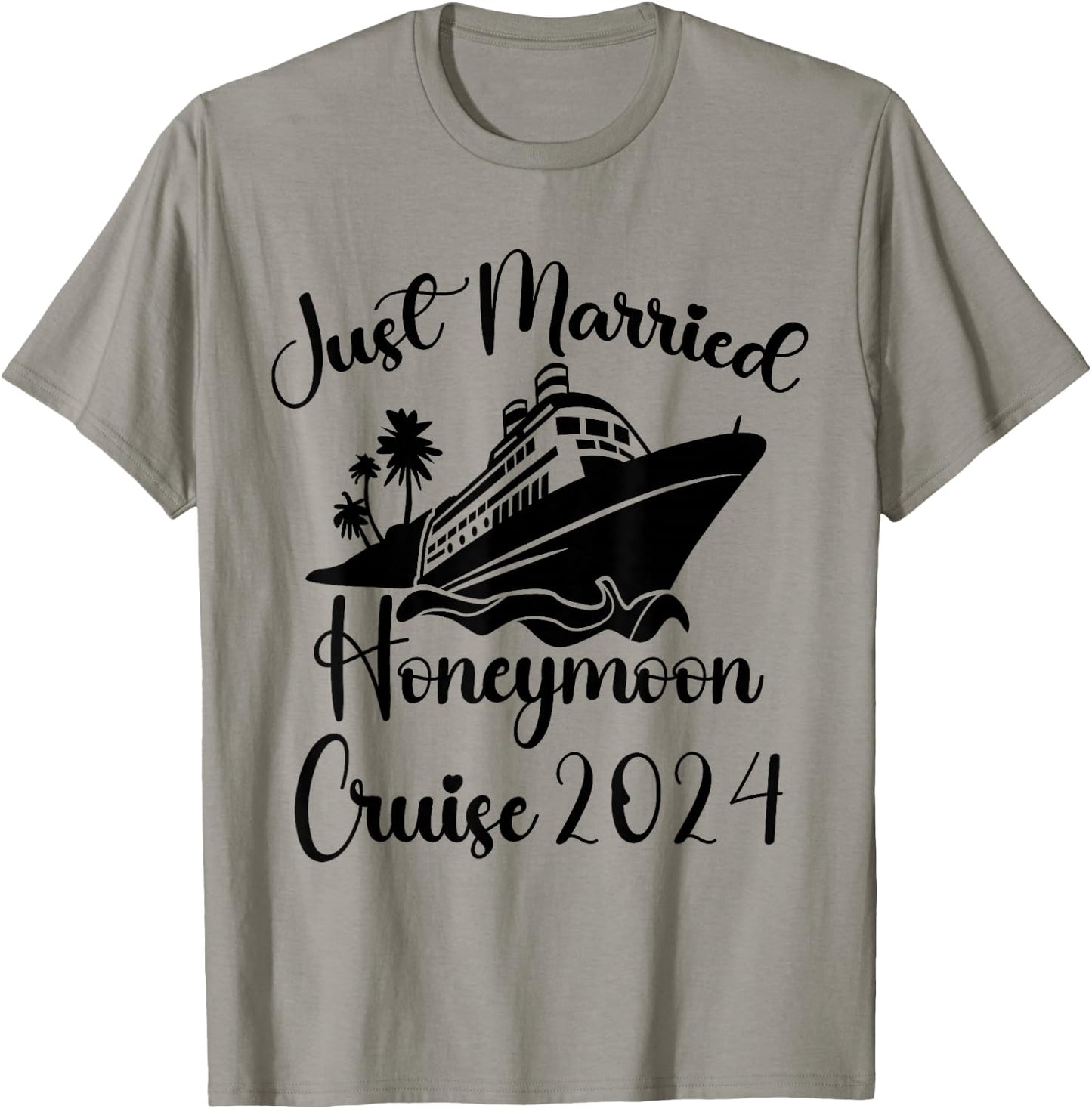 Just Married 2024 Wedding Rings Matching Couple Newlyweds T-Shirt - T-Shirt | Sand