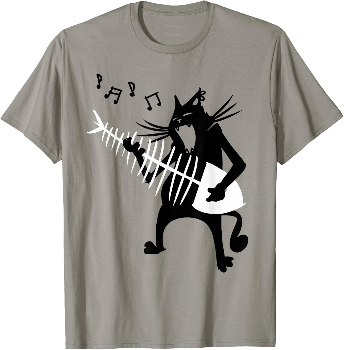 Cat Playing Guitar Music Lover Rock Roll Christmas Gift T-Shirt - T-Shirt | Sand