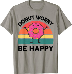 Funny Donut Worry Be Happy Shirt Kids Toddler Boy Girl Retro T-Shirt - T-Shirt | Sand
