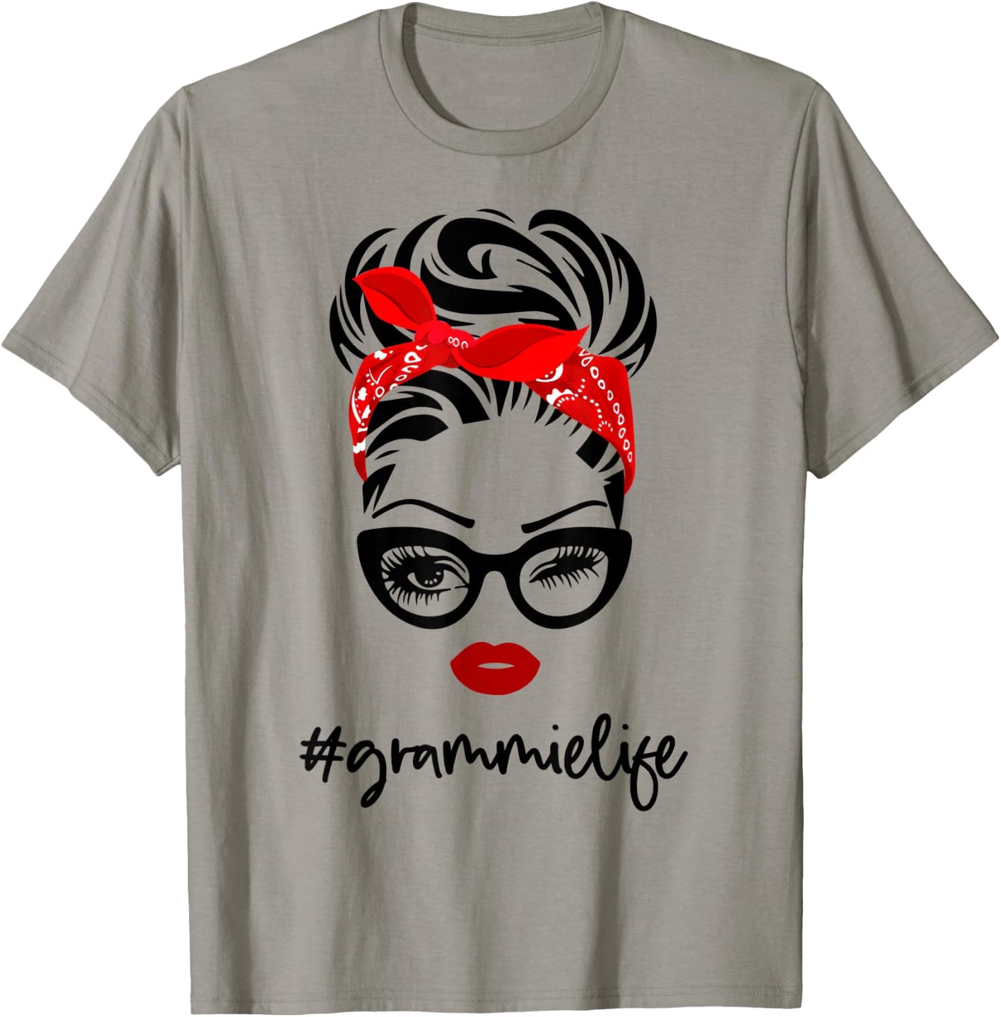 #grammieLife grammie Life Vintage Wink Eye Woman Face Gifts T-Shirt - T-Shirt | Sand
