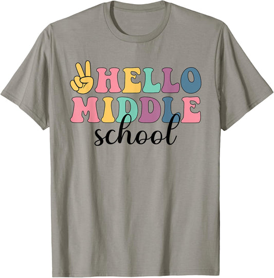 Hello Middle School Here I Come Retro Vintage Back To School T-Shirt - T-Shirt | Sand