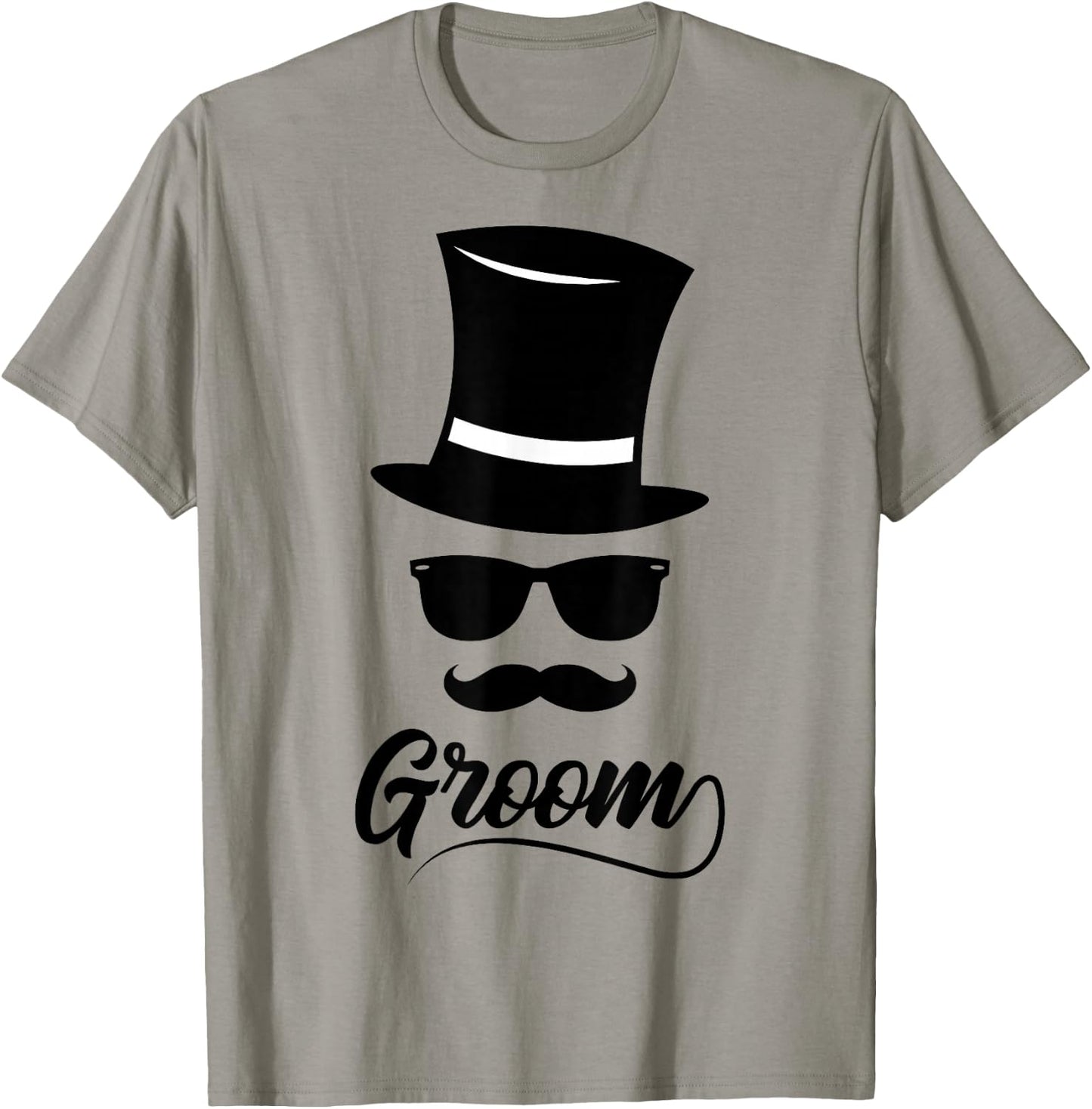 Funny Groom Shirt White Hat And Mustache TEAM GROOM T-Shirt - T-Shirt | Sand