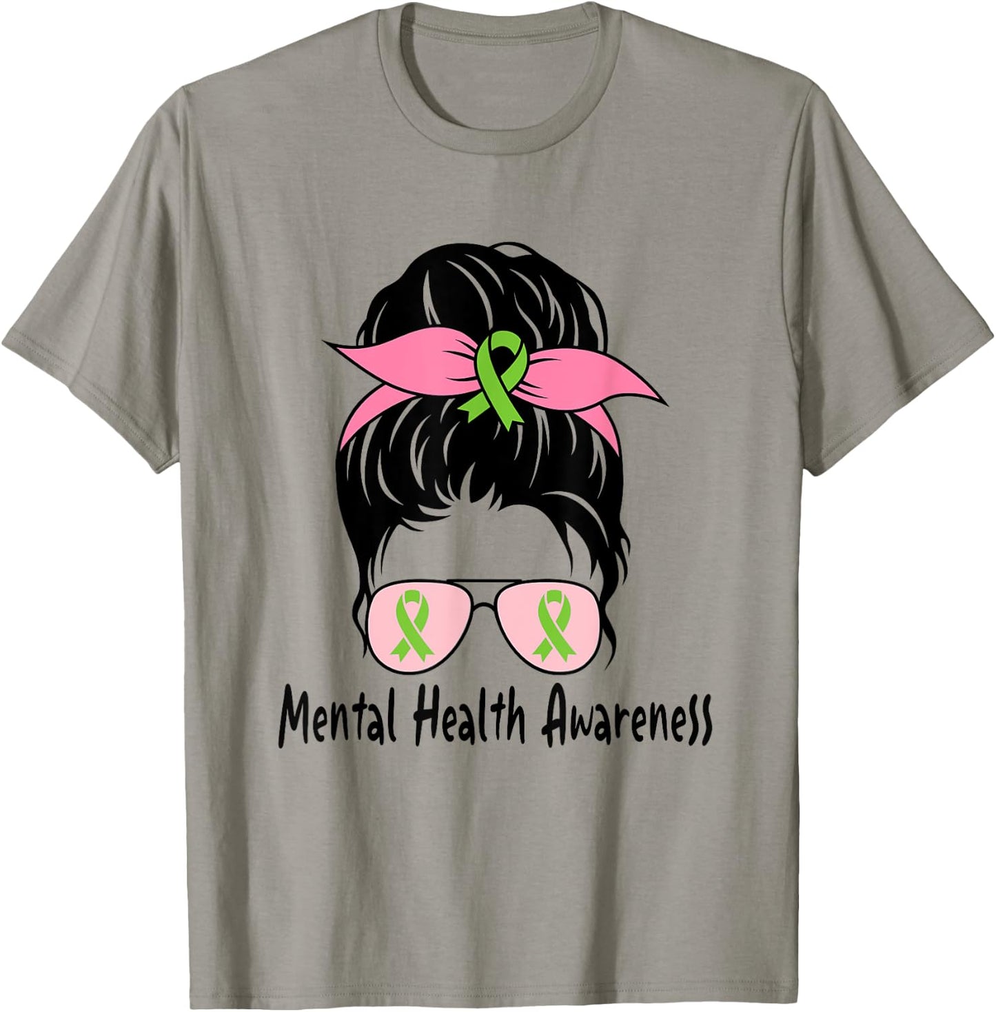 Messy Bun Mental Health Matters Gift Mental Health Awareness T-Shirt - T-Shirt | Sand