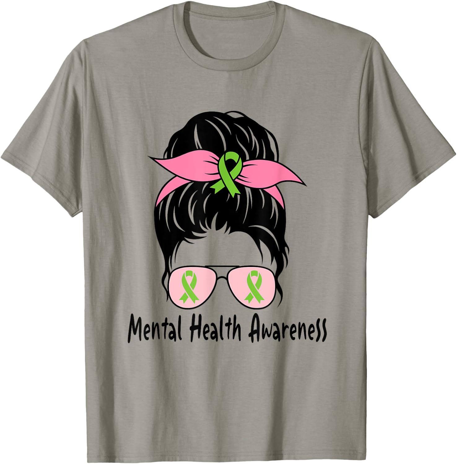 Messy Bun Mental Health Matters Gift Mental Health Awareness T-Shirt - T-Shirt | Sand