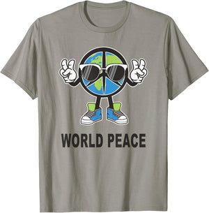 World Peace On Earth Shirt Global Love Peace Sign Funny T-Shirt - T-Shirt | Sand