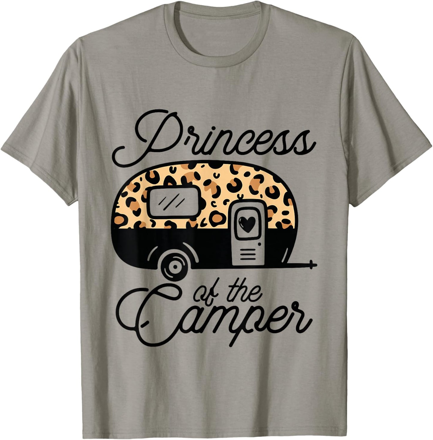 Princess of the Camper Leopard Women Camper Camping Traveler T-Shirt - T-Shirt | Sand
