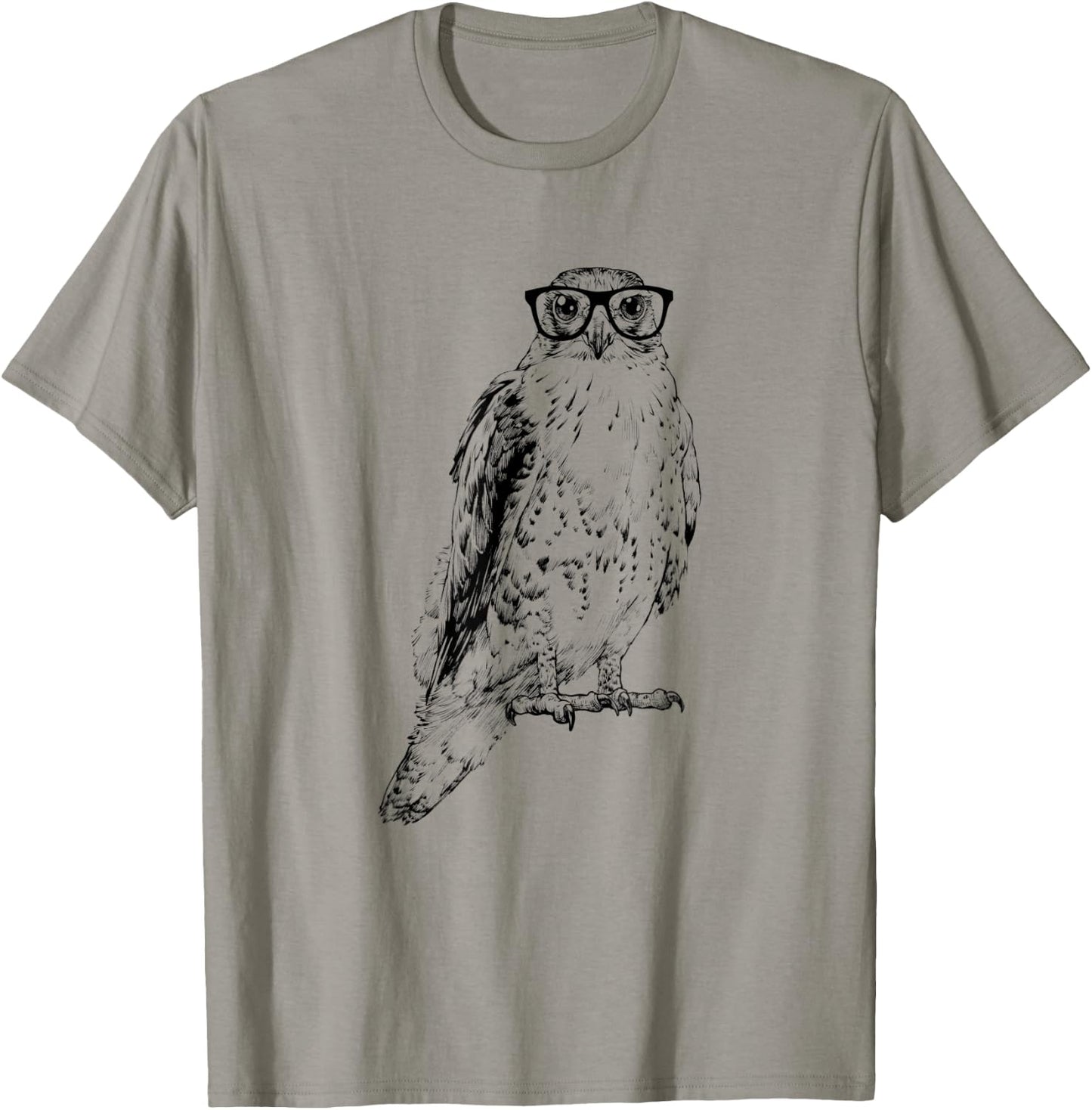 Hipster Hawk in Nerd Glasses Bird Animal T-Shirt - T-Shirt | Sand