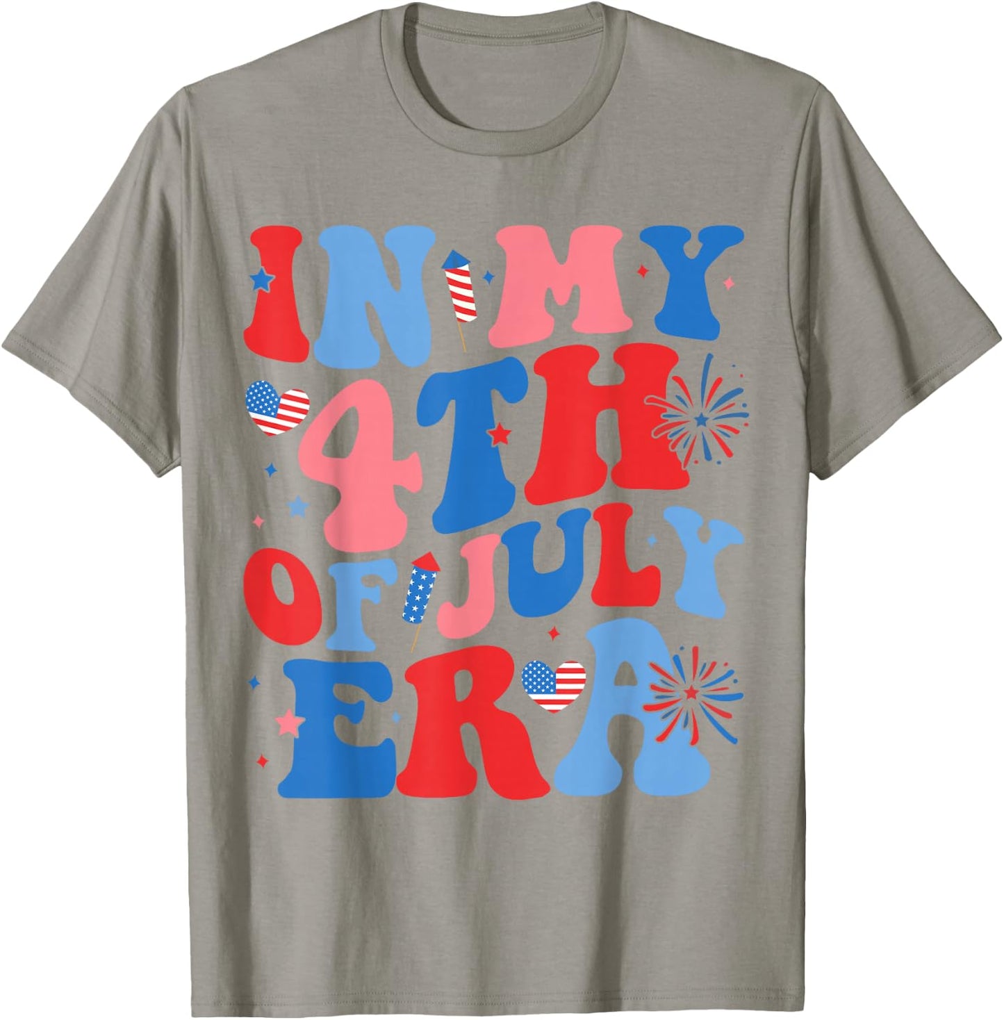 in My 4th of July Era Funny Patriotic USA Flag American T-Shirt - T-Shirt | Sand