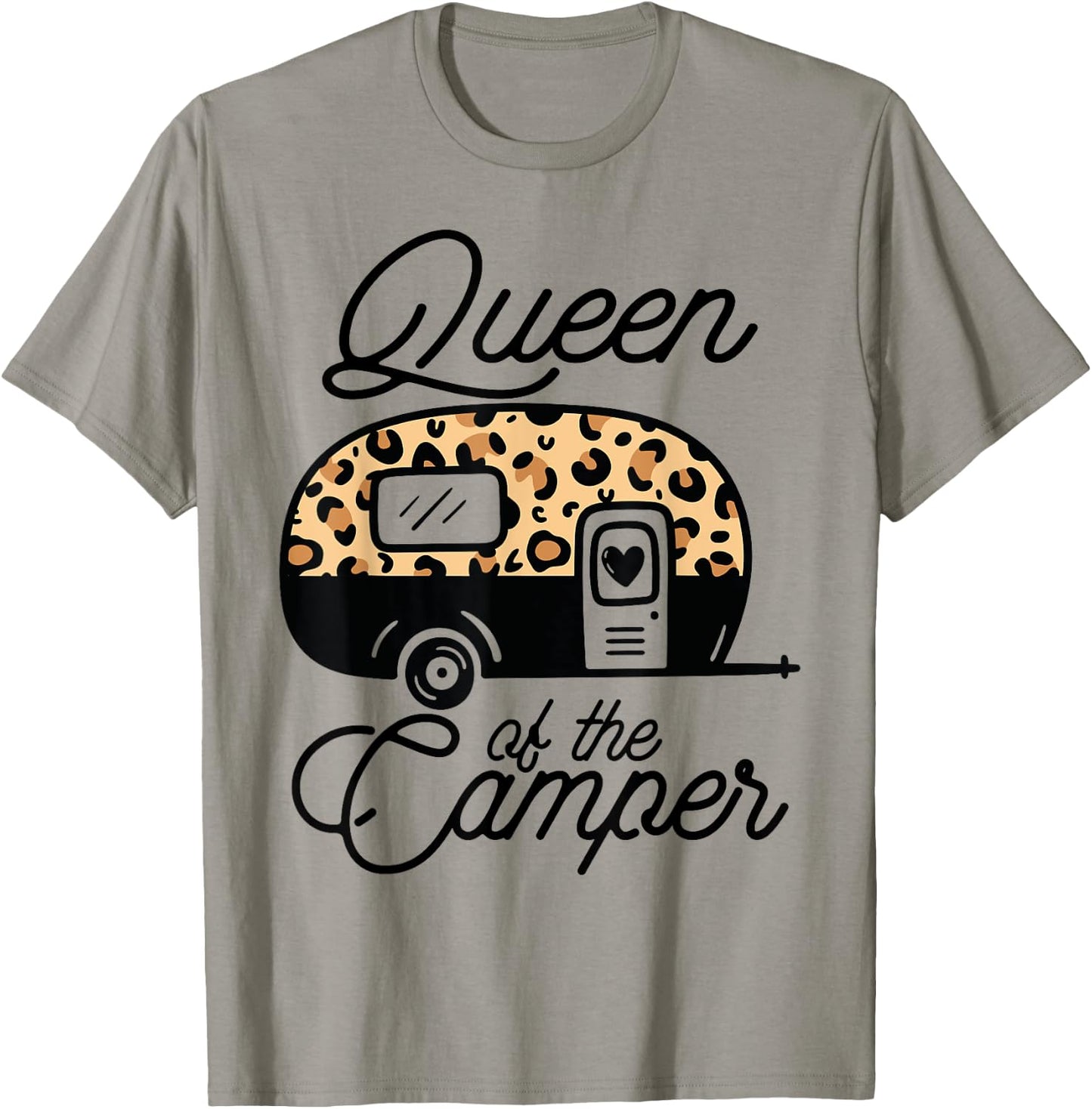 Queen of the Camper Leopard Women Camper Camping Traveler T-Shirt - T-Shirt | Sand