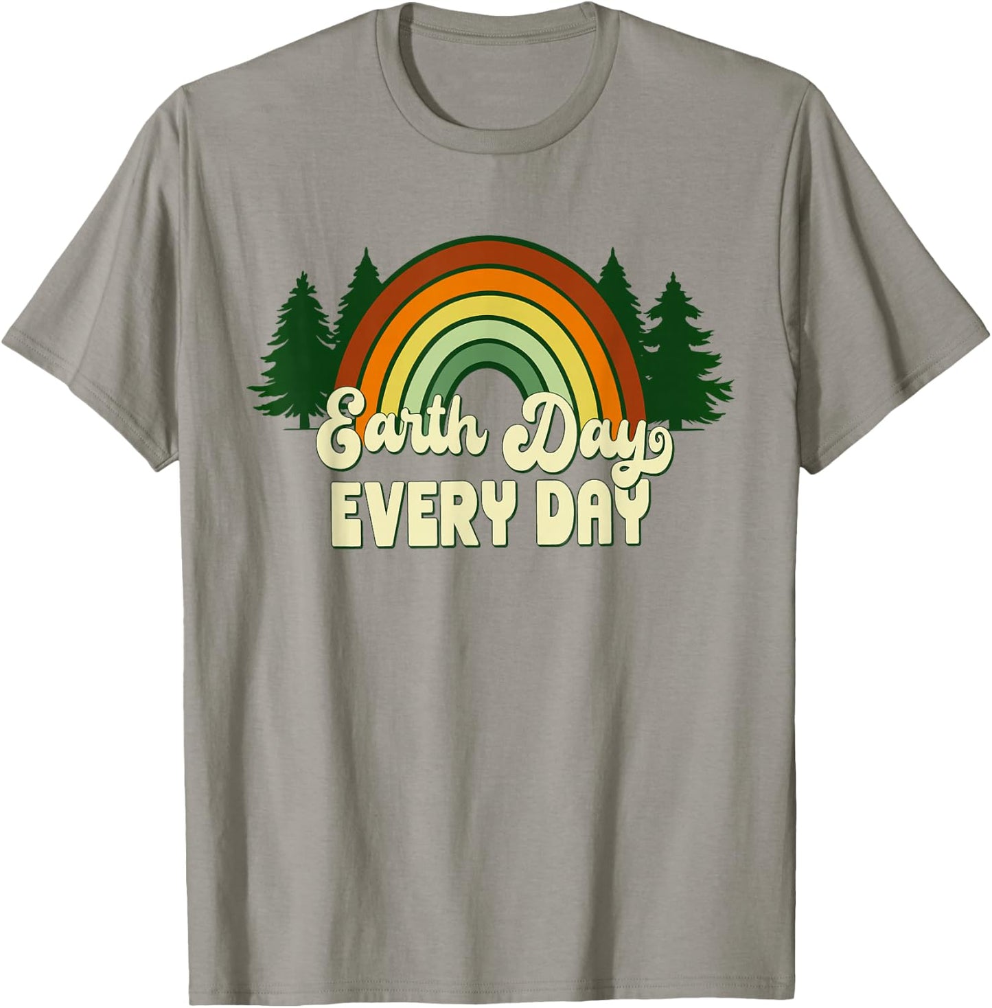 Earth Day Everyday Rainbow Pine Trees T-Shirt - T-Shirt | Sand