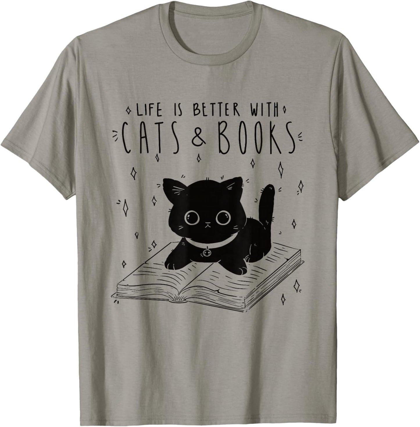 Cat Life Is Better With Cats And Books Books T-Shirt - T-Shirt | Sand