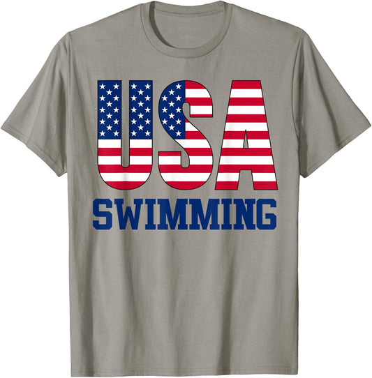 USA with American Flag Swimming Sports T-Shirt - T-Shirt | Sand