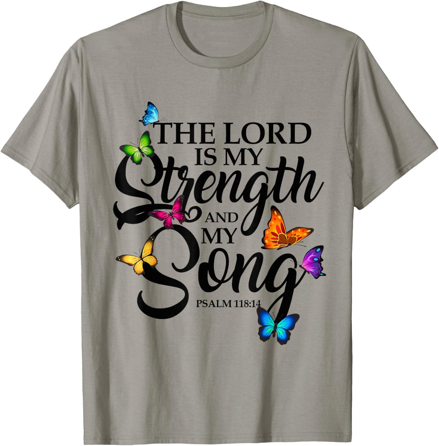 The Lord Is My Power and My Song Butterfly Art T-Shirt - T-Shirt | Sand