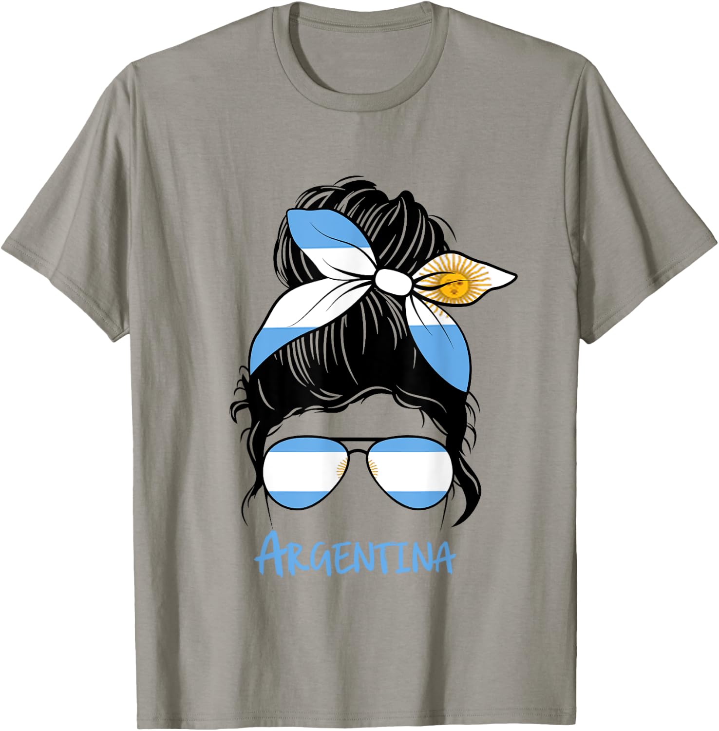 Argentine Girl Bandana Glasses Flag Colors Latina Pride T-Shirt - T-Shirt | Sand