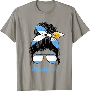 Argentine Girl Bandana Glasses Flag Colors Latina Pride T-Shirt - T-Shirt | Sand
