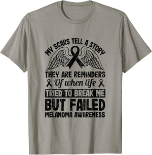 Ocular Melanoma Awareness Warrior My Scars Tell A Story T-Shirt - T-Shirt | Sand