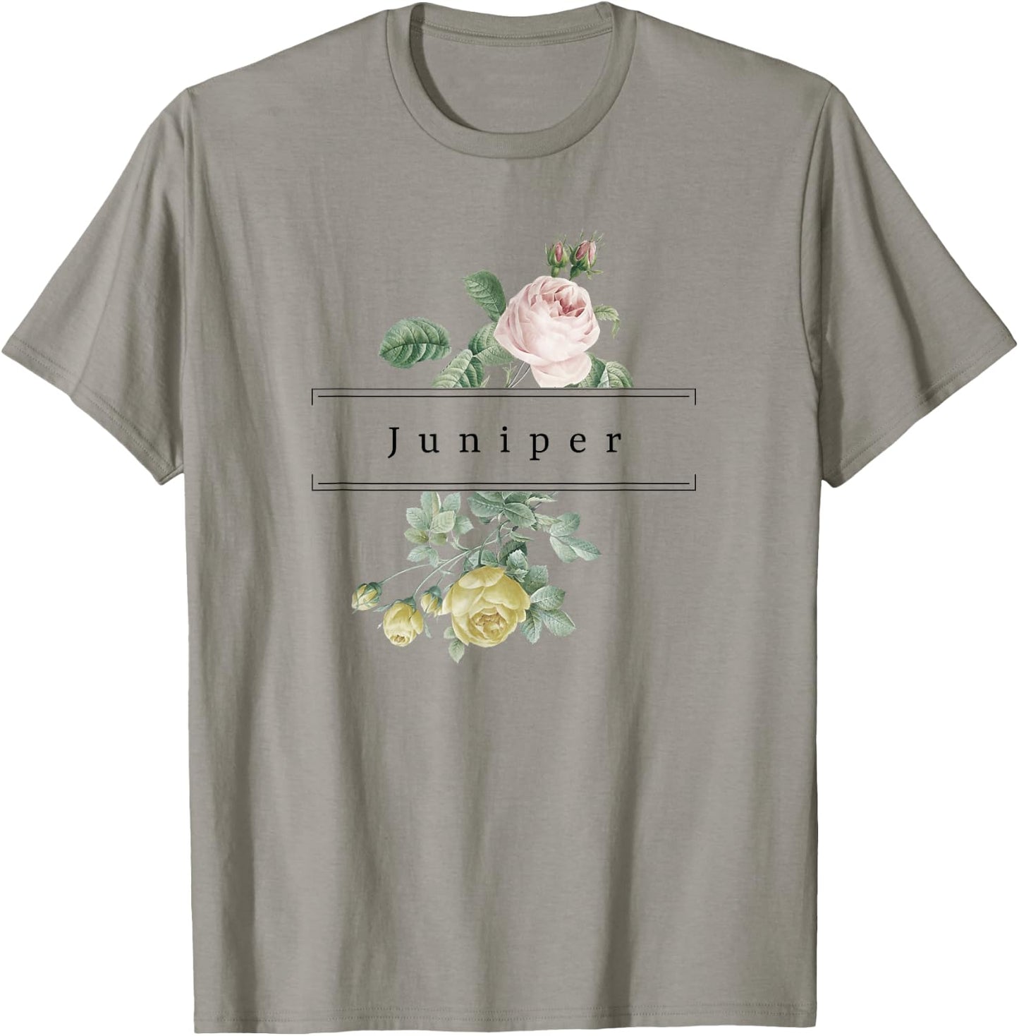 Juniper First Name Vintage Roses Wedding Shower Rose T-Shirt - T-Shirt | Sand