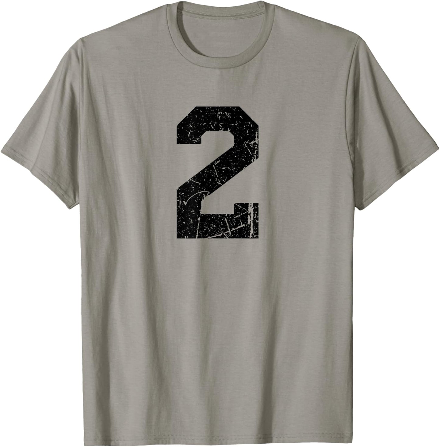 Distressed Black Sports Team Number #2 T-Shirt - T-Shirt | Sand