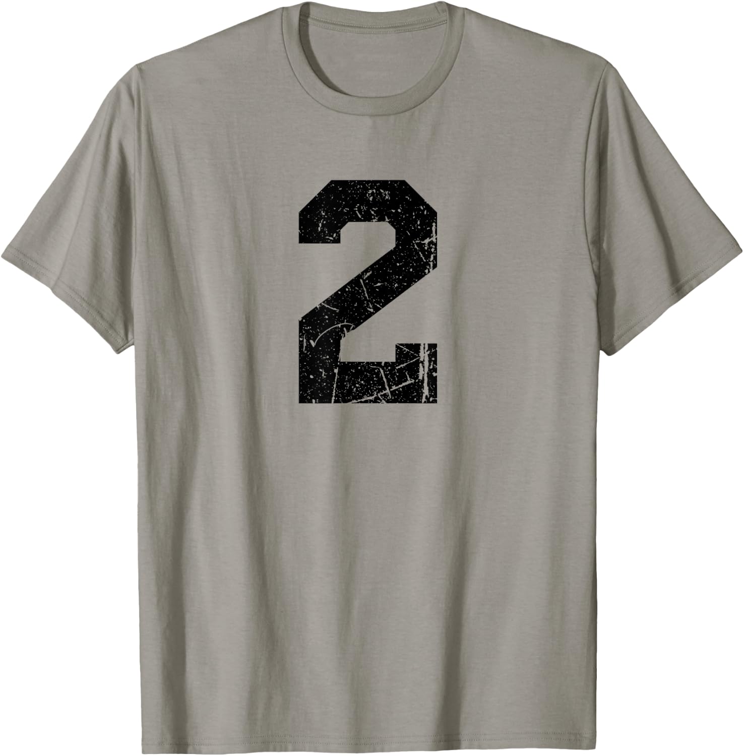 Distressed Black Sports Team Number #2 T-Shirt - T-Shirt | Sand