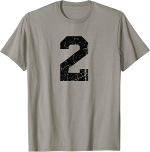Distressed Black Sports Team Number #2 T-Shirt - T-Shirt | Sand