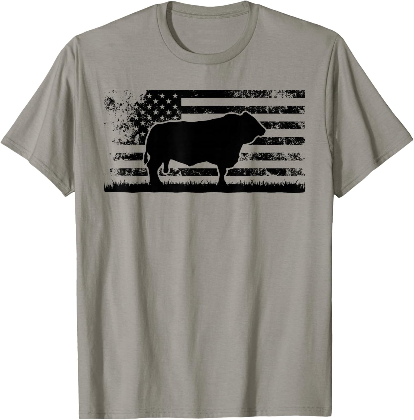 USA American Flag - America Cow Simmental Rancher T-Shirt - T-Shirt | Sand