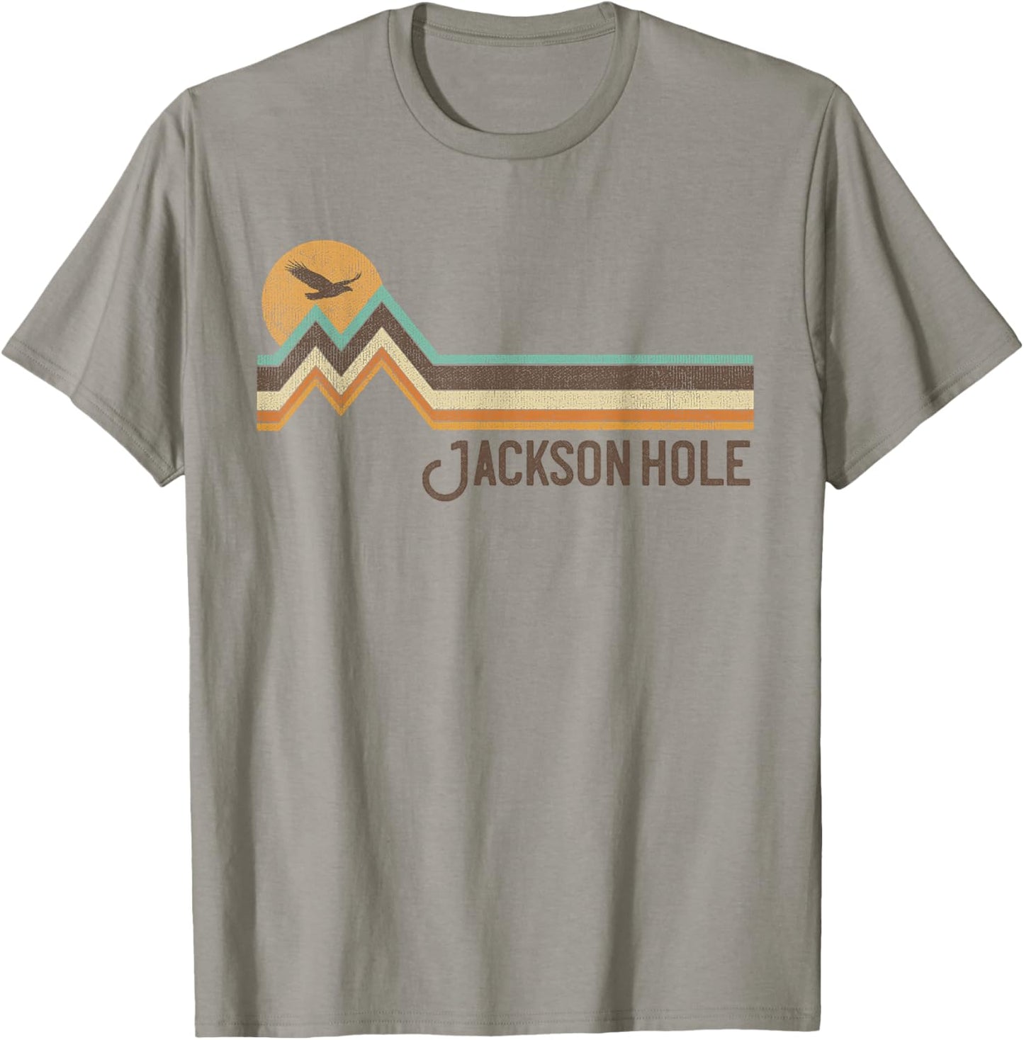 Jackson Hole Wyoming 70s 80s Retro Style Vintage Distressed T-Shirt - T-Shirt | Sand
