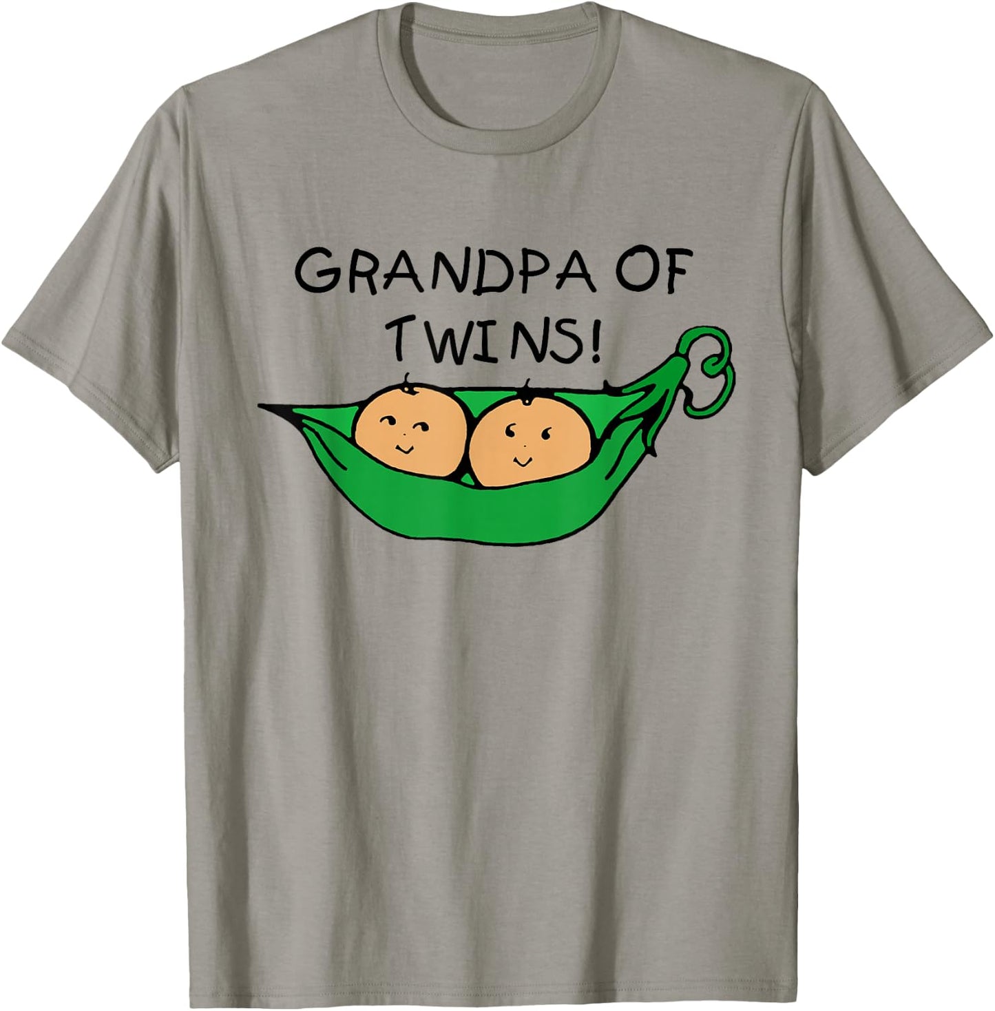 Two Peas in a Pod Grandpa of Twins T-Shirt - T-Shirt | Sand