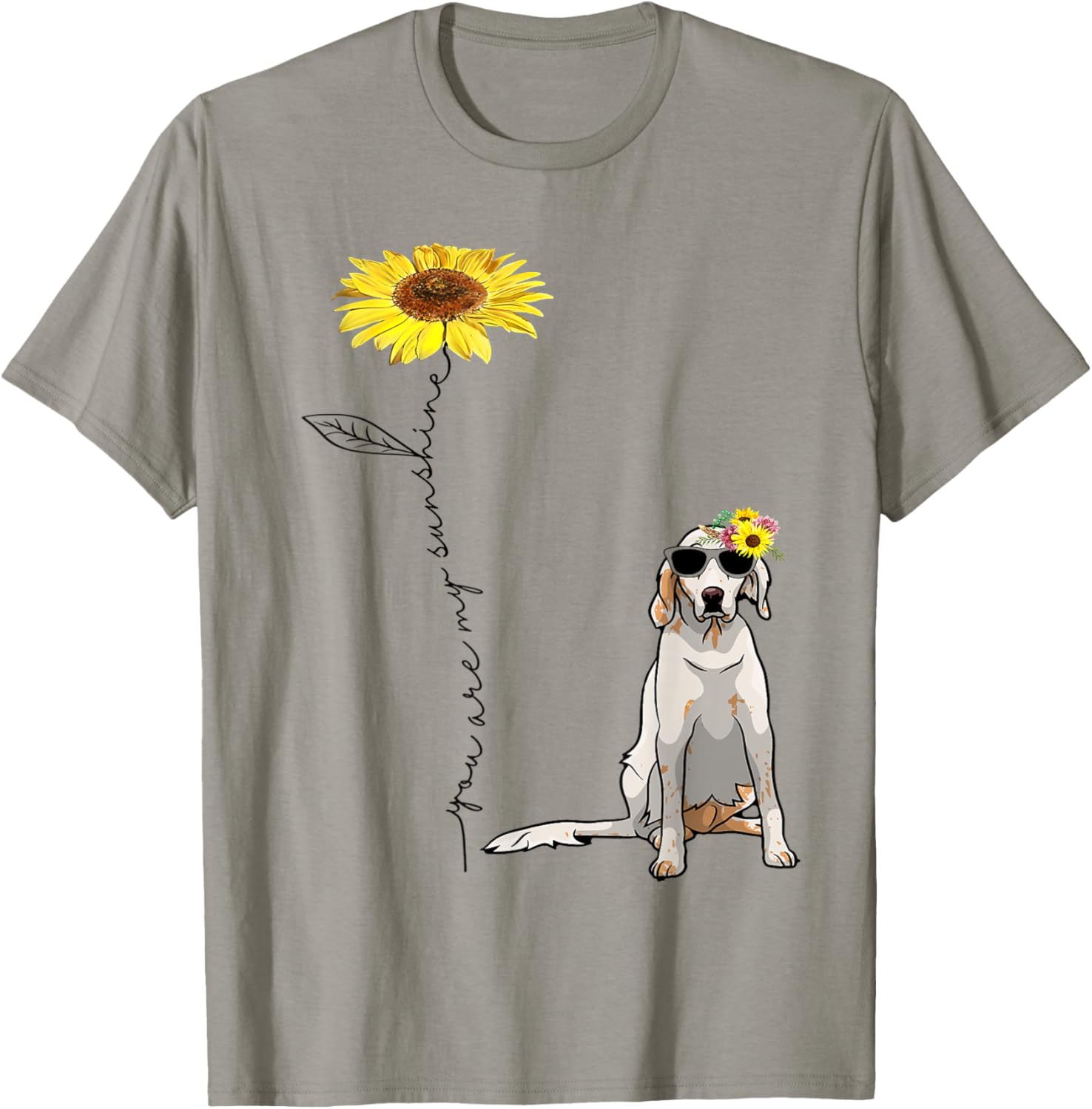 Sunflower and English Setter T-Shirt - T-Shirt | Sand
