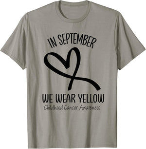 Heart September We Wear Yellow Childhood Cancer Awareness T-Shirt - T-Shirt | Sand