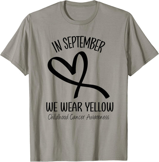 Heart September We Wear Yellow Childhood Cancer Awareness T-Shirt - T-Shirt | Sand