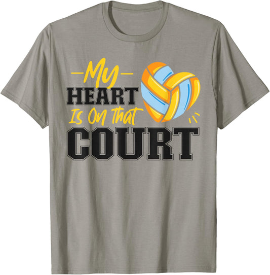 Volleyball Player Team My Heart Is On That Court T-Shirt - T-Shirt | Sand
