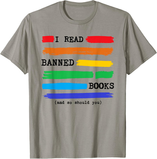 Colorful I Read Banned Books Rainbow, Banned Books Week T-Shirt - T-Shirt | Sand