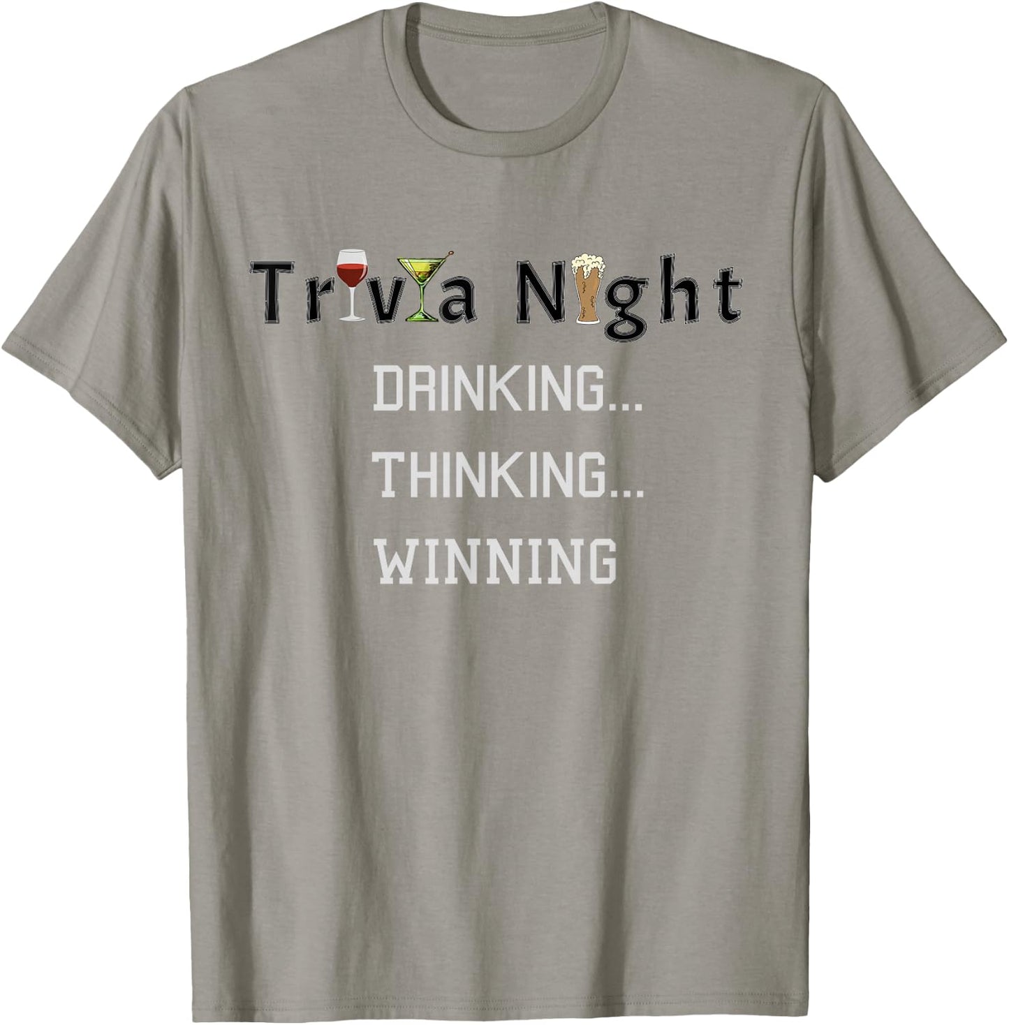 Funny Trivia Night T Shirt - Drinking Thinking and Winning T-Shirt - T-Shirt | Sand