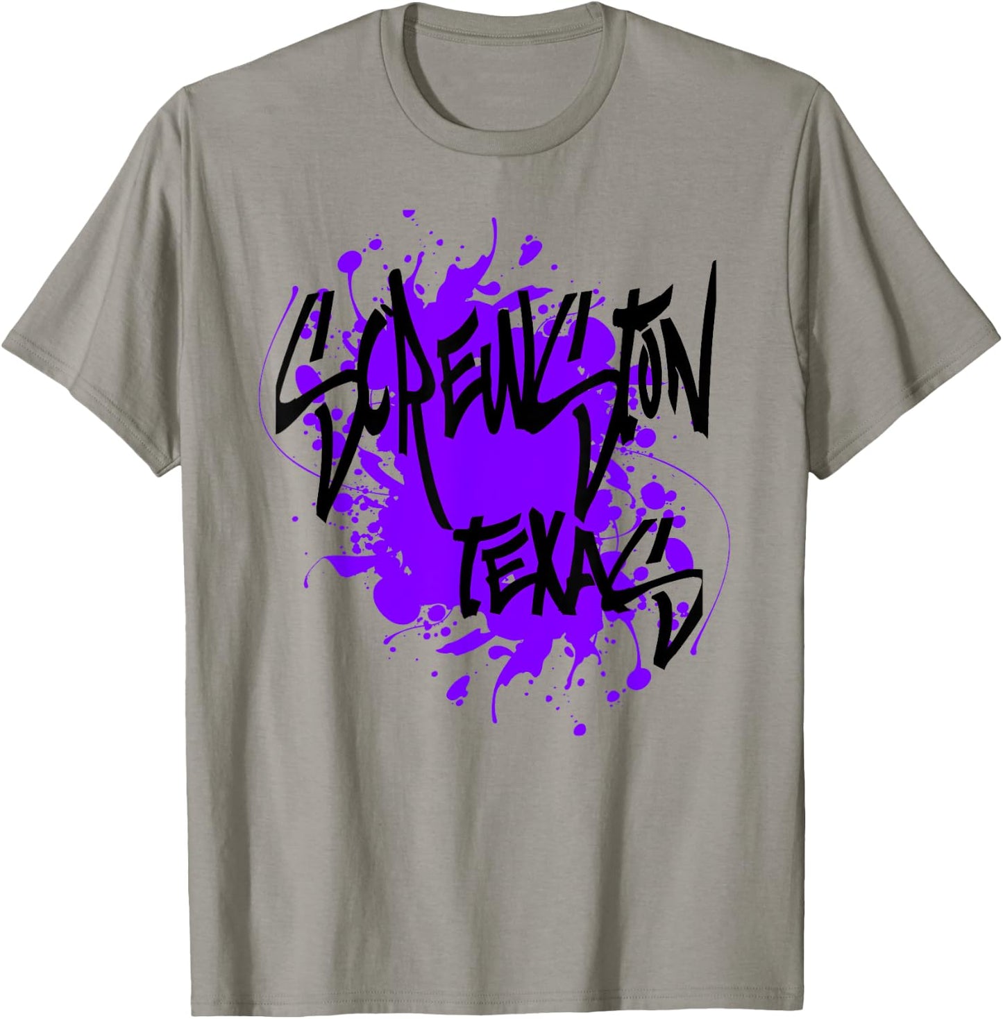 Screwston Texas Houston Design with Purple Paint Splatter T-Shirt - T-Shirt | Sand