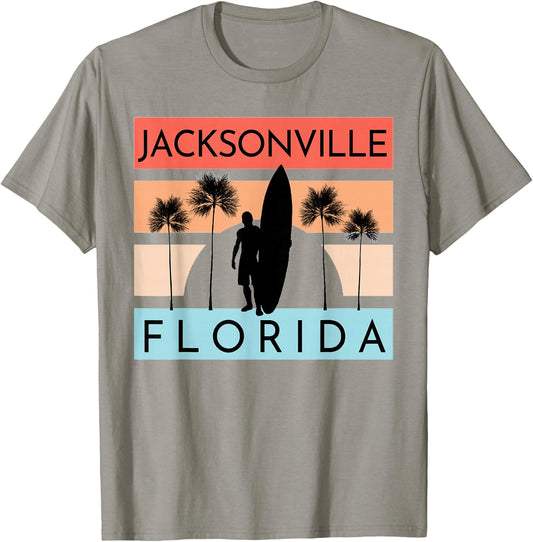 Jacksonville Florida Beach Surfing Summer Vacation T-Shirt - T-Shirt | Sand
