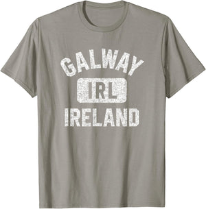 Galway Ireland IRL Gym Style Green w Distressed White Print T-Shirt - T-Shirt | Sand