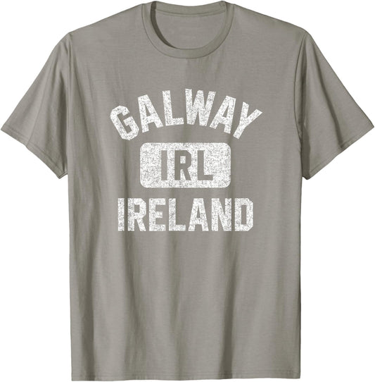 Galway Ireland IRL Gym Style Green w Distressed White Print T-Shirt - T-Shirt | Sand